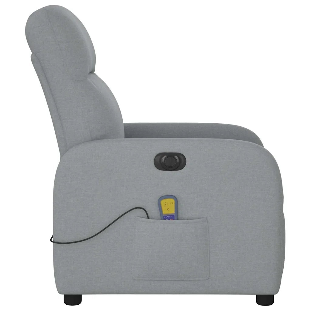 Divano Sedia-Poltrona Reclinabile Massaggio Elettrica Grigio Chiaro Tessuto 533396
