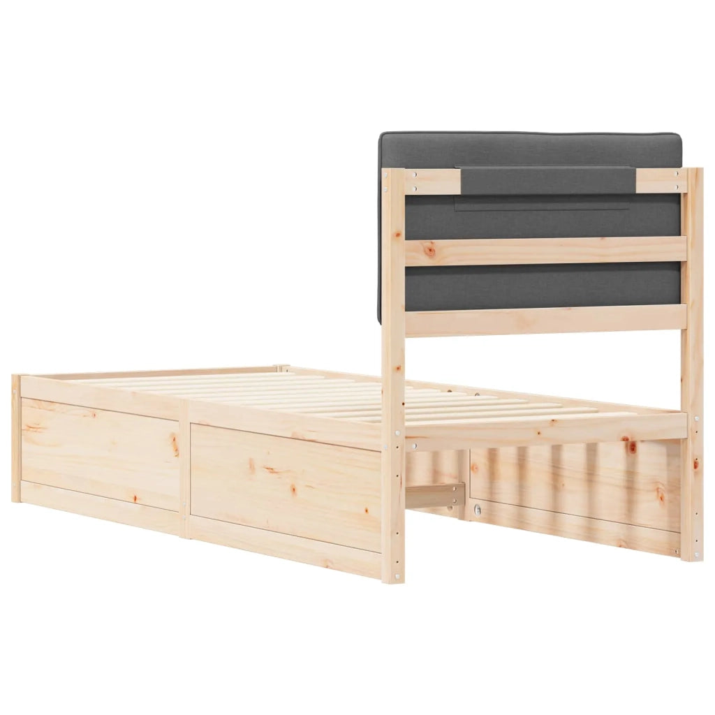 Letto con Testiera Rivestita Grigio scuro 75 x 190 cm 877810