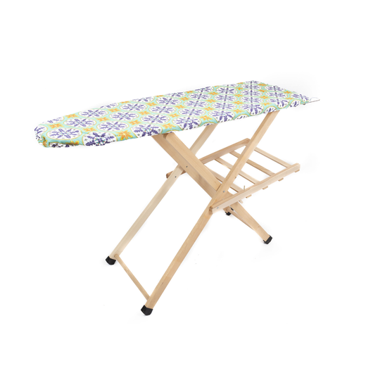 MOHOME Asse da Stiro Legno Luxury Quality Porta Caldaia Faggio Salvaspazio Pieghevole Altezza Regolabile 133 x 90 x 34 cm Antiscivolo Stabile Colore Mollettone Assortito Colore: Noce