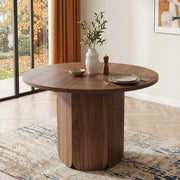 Tavolo da pranzo rotondo 120 cm, colore noce, stile scandinavo, per 4-6 persone