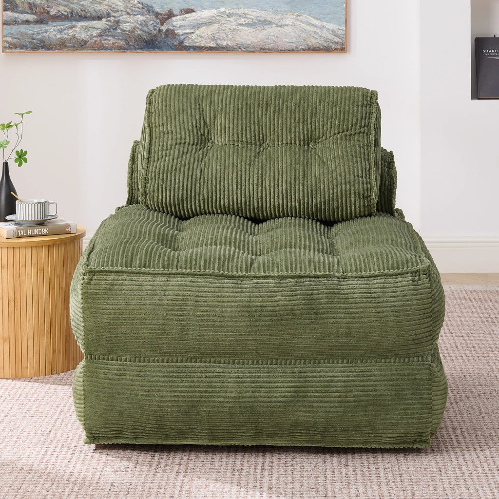 Poltrona Letto Pieghevole 2 in 1 in Velluto a Coste ¨C MINIMAL ¨C Verde, Reclinabile