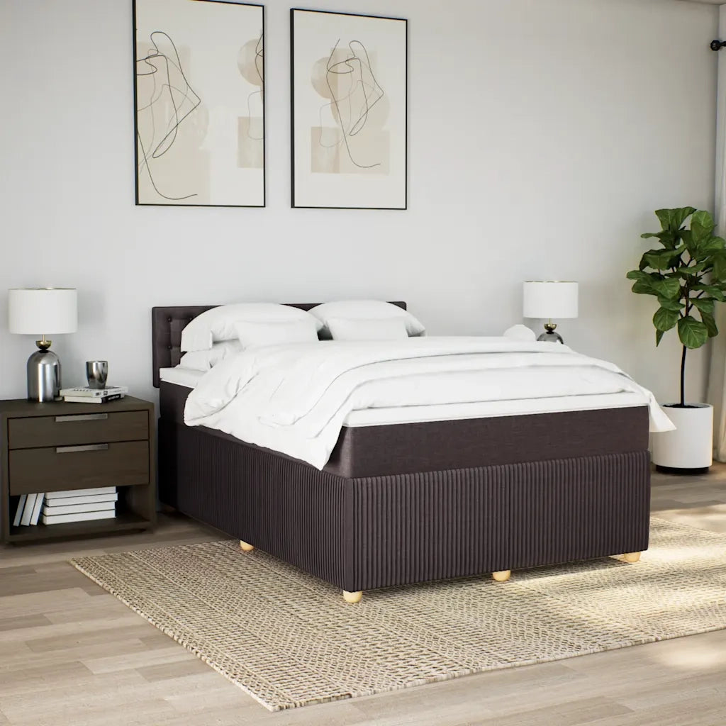 Giroletto a Molle con Materasso Marrone Scuro 160x200cm Tessuto 3289824