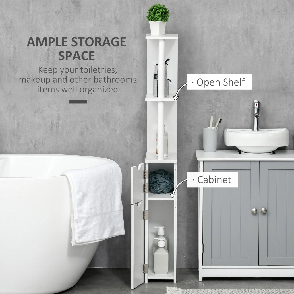EasyComfort Colonna Bagno con 2 Ripiani e 2 Armadietti, Mobile Alto Salvaspazio 15.2x29.8x118 cm, Bianco