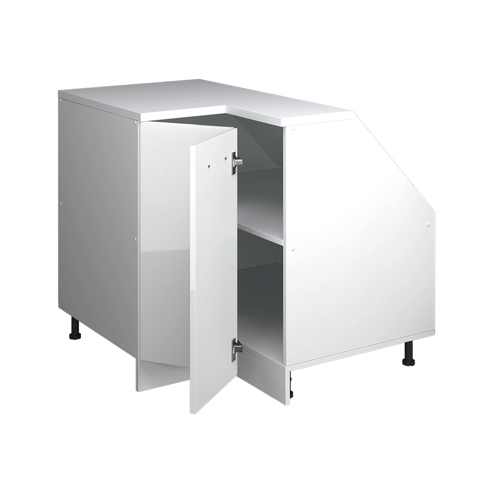 Mobile cucina angolare per sottotetto R-Line Bianco lucido/Bianco 75.6 cm con 1 porta, carcassa dell’armadio profondità 60 cm Vicco