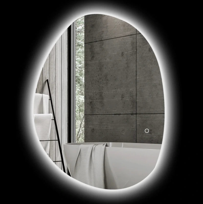 Specchio da bagno LED regolabile in vetro temperato 80x60x5 cm, argento