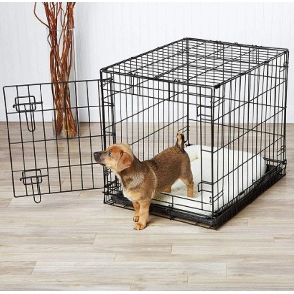 Trade Shop - Gabbia Per Cani Cane In Metallo Nero 96 X 84 X 64 Cm Per Trasporto Con Ruote -