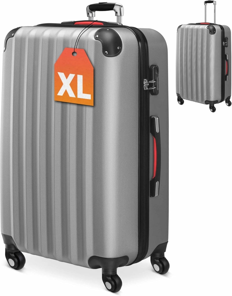 Valigia a Guscio Rigido XL Trolley Lucchetto 4 Ruote Bagaglio Manico Telescopico Alluminio