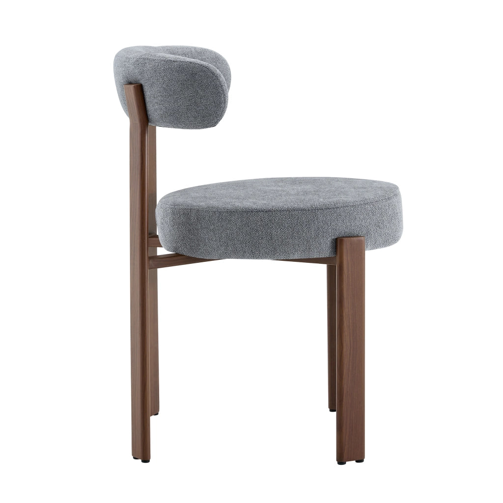Sedia da pranzo imbottita con schienale ergonomico, in lino, Grigio, 57 × 51.5 × 79 cm