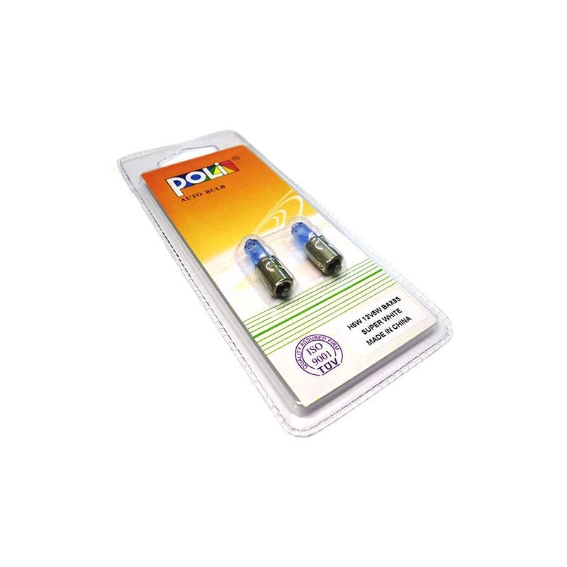 Coppia 2 Lampade H6W 12V 6W BAX9s Bianco Effetto Gas Xenon Per Luci Posizione Auto