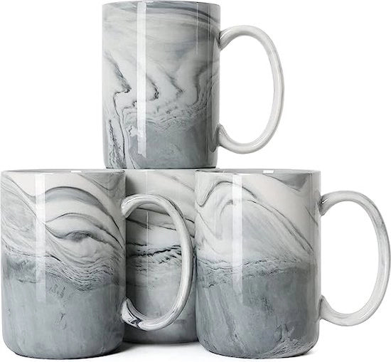 Set di tazze per caffè Smilatte M068 in marmo ceramica con maniglia grande per ufficio casa Set di 4 tazze grigio