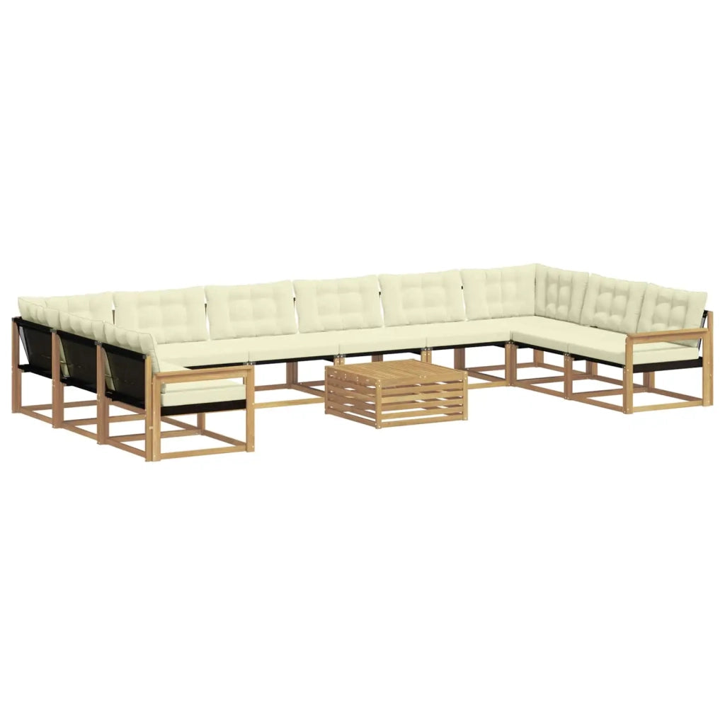 Set di divani da esterno 11 pz Bianco e Crema 3389132
