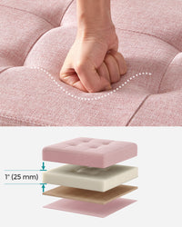 Valora POUF Contenitore portaoggetti in MDF rosa, tessuto simile al lino