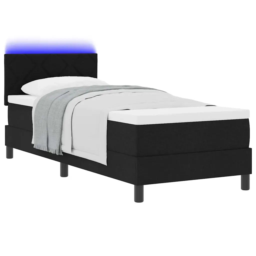 Letto a molle con materasso con led Nero 80 x 200 cm Tessuto