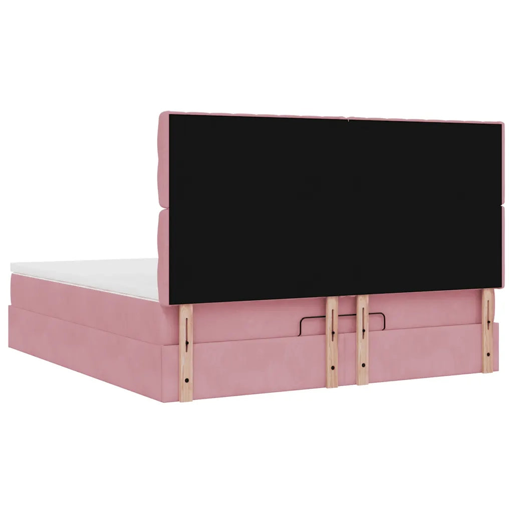 Struttura Letto Pouf con Materassi Rosa 180x200 cm Velluto 3313564