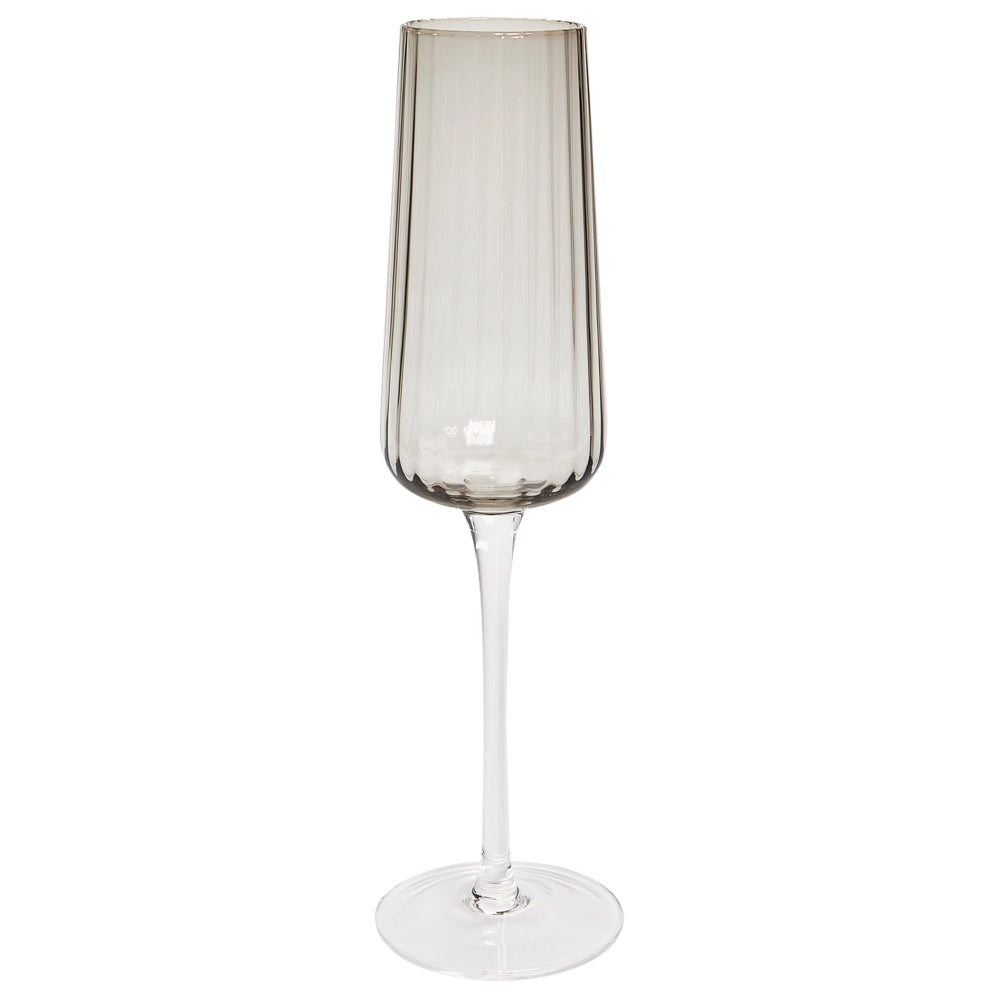 Set di 4 flûte da champagne grigio trasparente soffiato a mano 23 cl 8 oz 4 Pz Set Coupes Glass