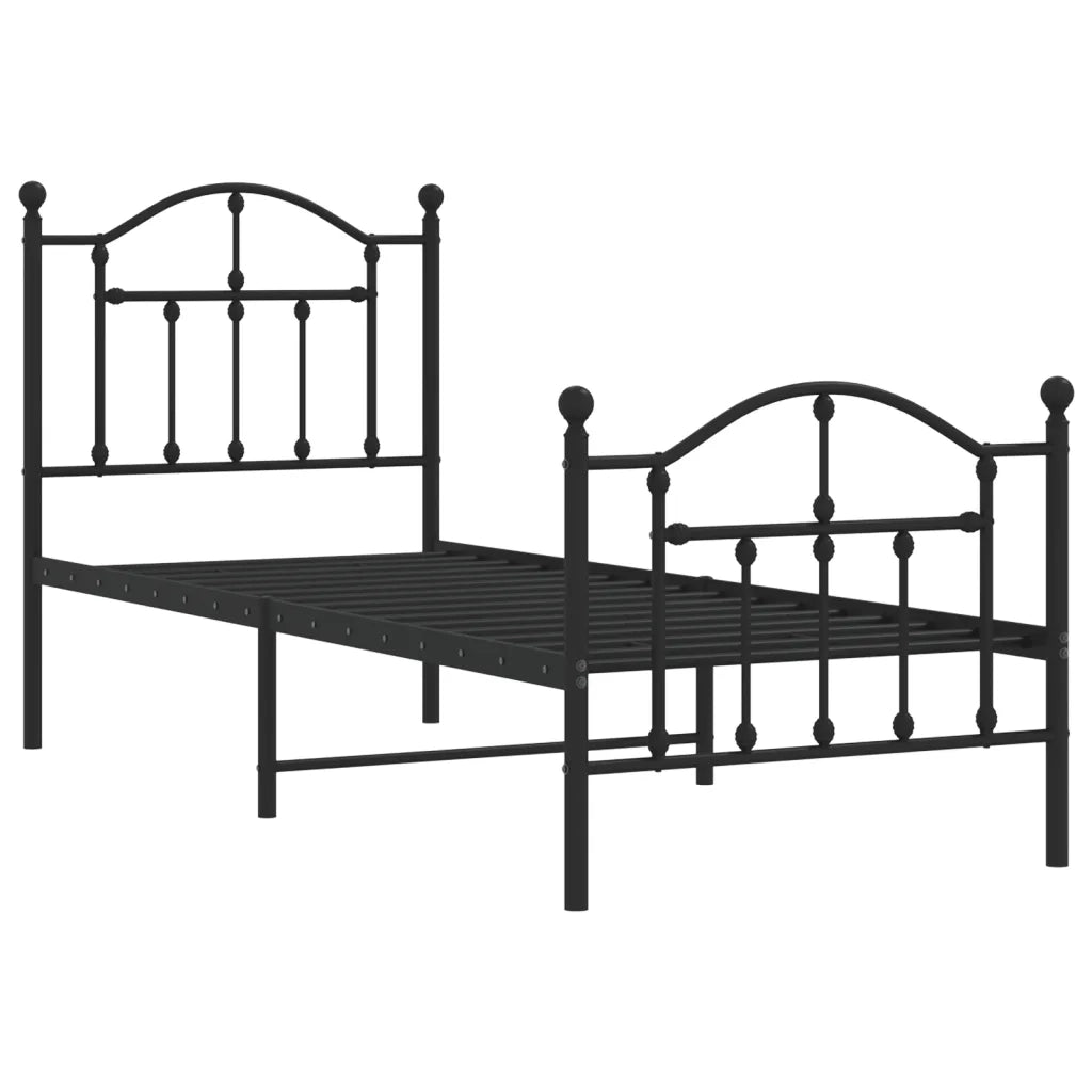 Giroletto con Testiera e Pediera Metallo Nero 75x190 cmcod mxl 129720