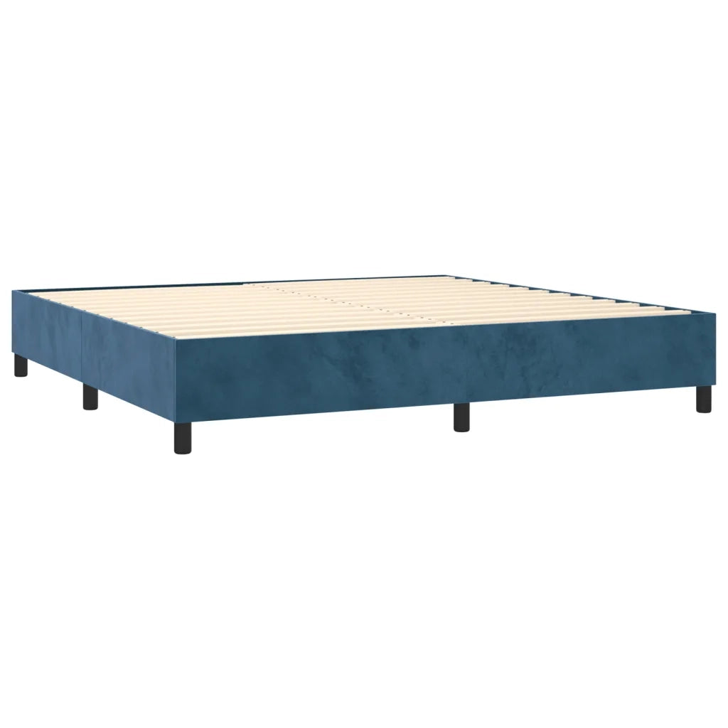 Giroletto a Molle con Materasso Blu Scuro 200x200 cm in Velluto 3132643