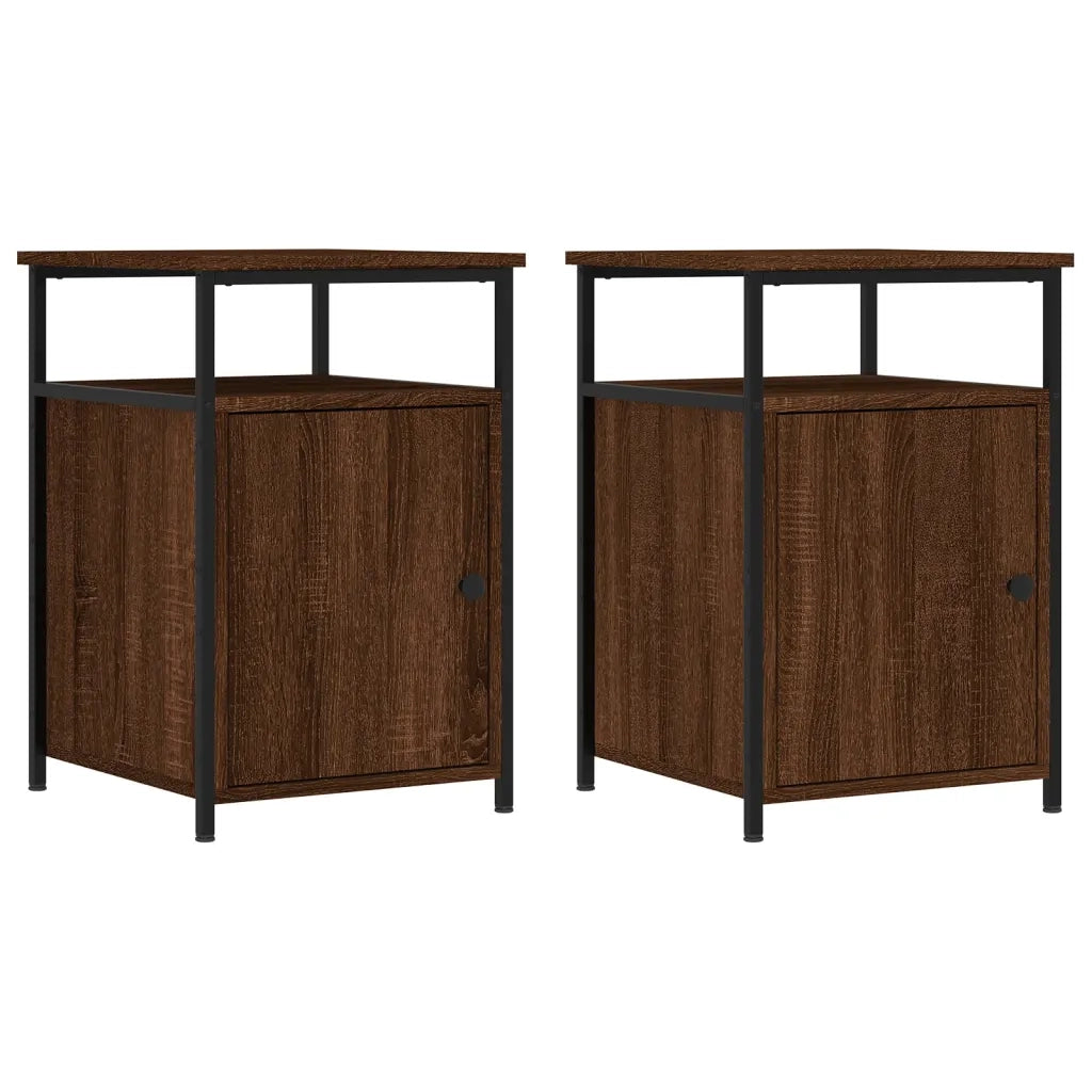 Set di 2 Comodini | Armadio da Notte | Mobiletto da notte Rovere Marrone 40x42x60 cm Legno Multistrato