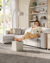 Valora PUFA LSF028W01 Pouf Organizer Bianco Crema MDF Storage