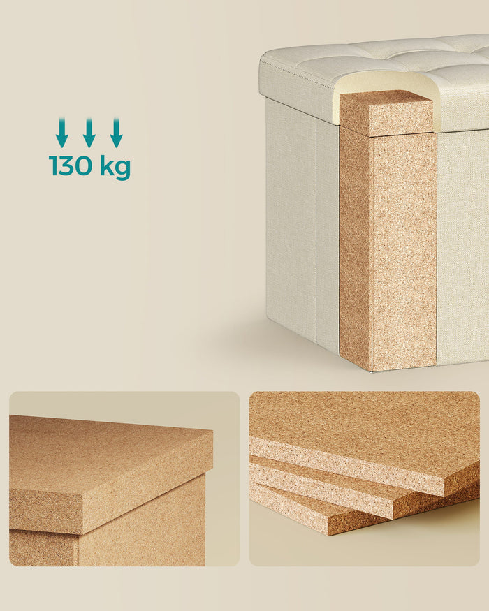 Valora PUFA LSF028W01 Pouf Organizer Bianco Crema MDF Storage