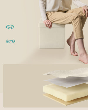 Valora PUFA LSF028W01 Pouf Organizer Bianco Crema MDF Storage