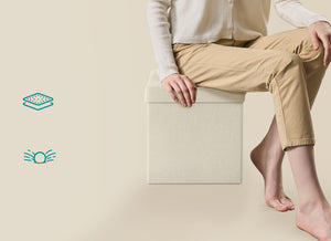 Valora PUFA LSF028W01 Pouf Organizer Bianco Crema MDF Storage