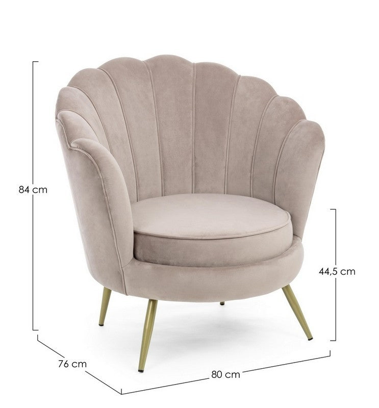 Poltrona Giliola in Velluto Grigio Elegante Classica Shabby Chic Sedia Salotto