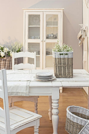 Tavolo Allungabile Legno Bianco Country Chic Shabby 150 240 cm 10 posti Colette