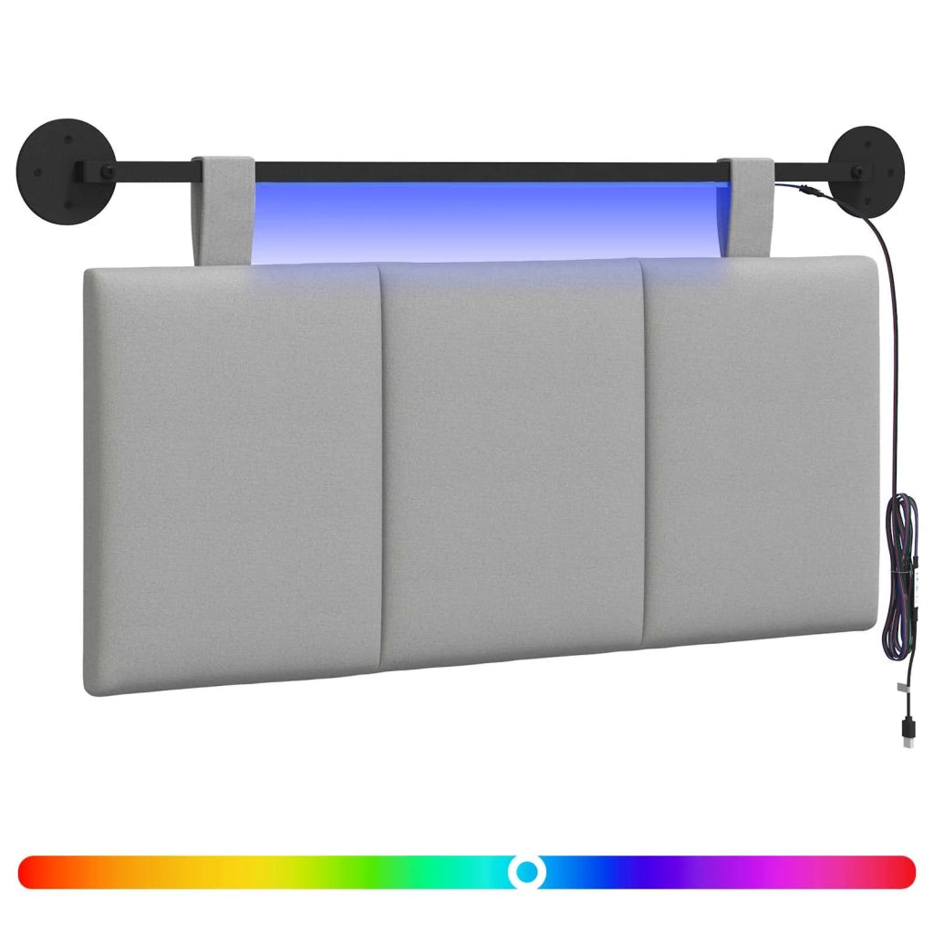 Testiera sospesa Con luce LED Grigio Nuvola Tessuto 3424736