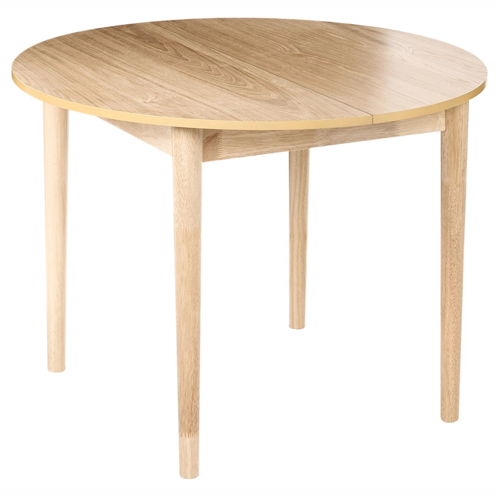 Tavolo da pranzo Marrone chiaro MDF impiallacciato rovere Base in legno di gomma 107/137x107cm Piano tavolo allungabile Rotondo Moderno