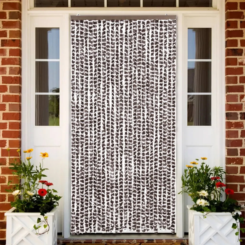 Tenda Antimosche Marrone e Bianca 100x230 cm in Ciniglia CFW9026421