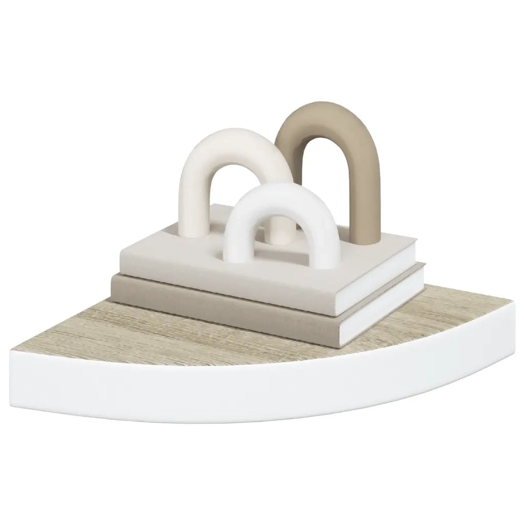 Mensola Angolare Rovere e Bianco 25x25x3,8 cm in MDF cod mxl 32954