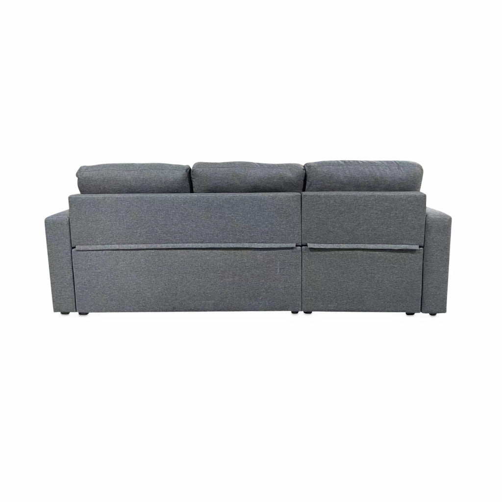 Divano letto angolare reversibile con contenitore, 3 posti, grigio