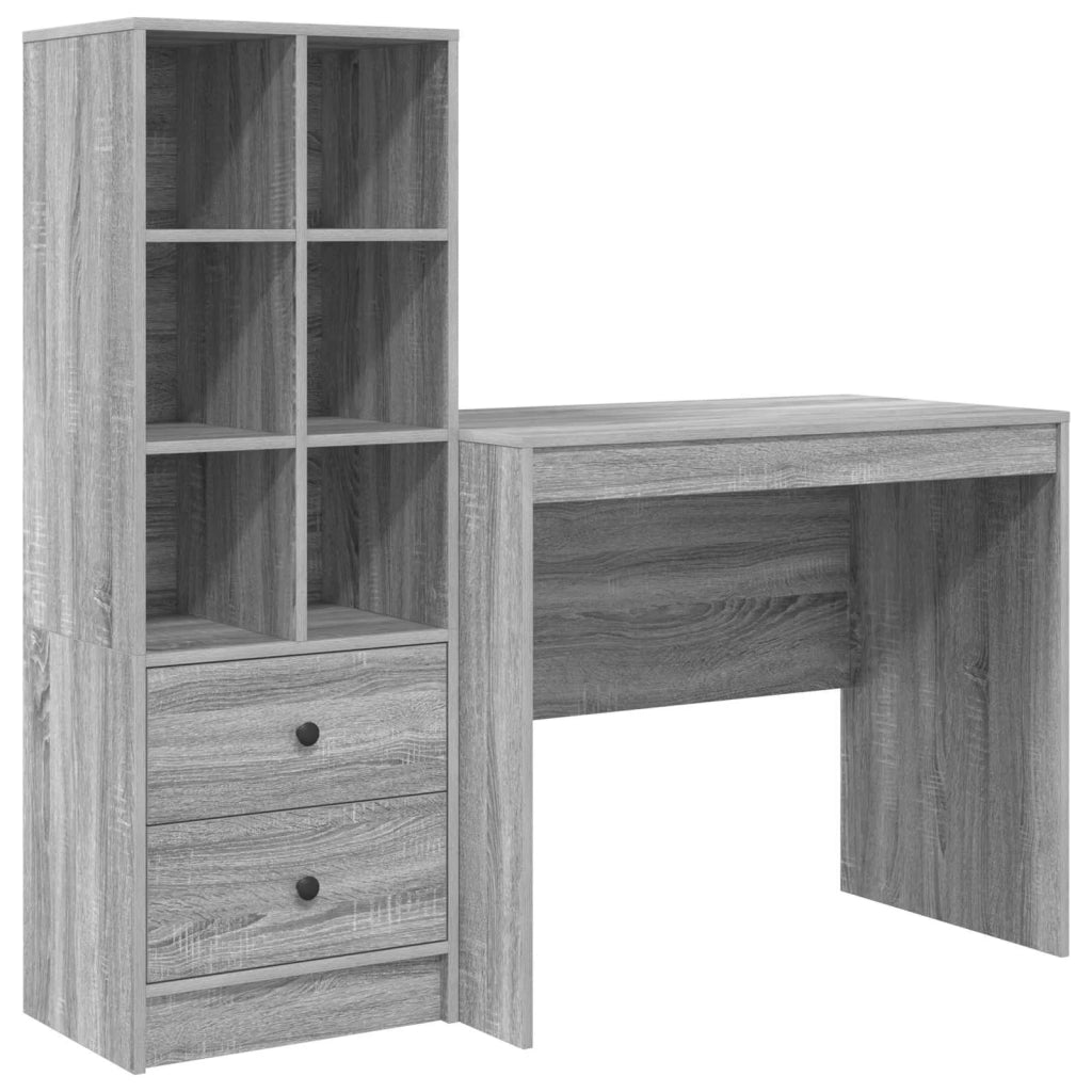 Scrivania con cassetto con lo scaffale 2 pcs Grigio Sonoma 3337366