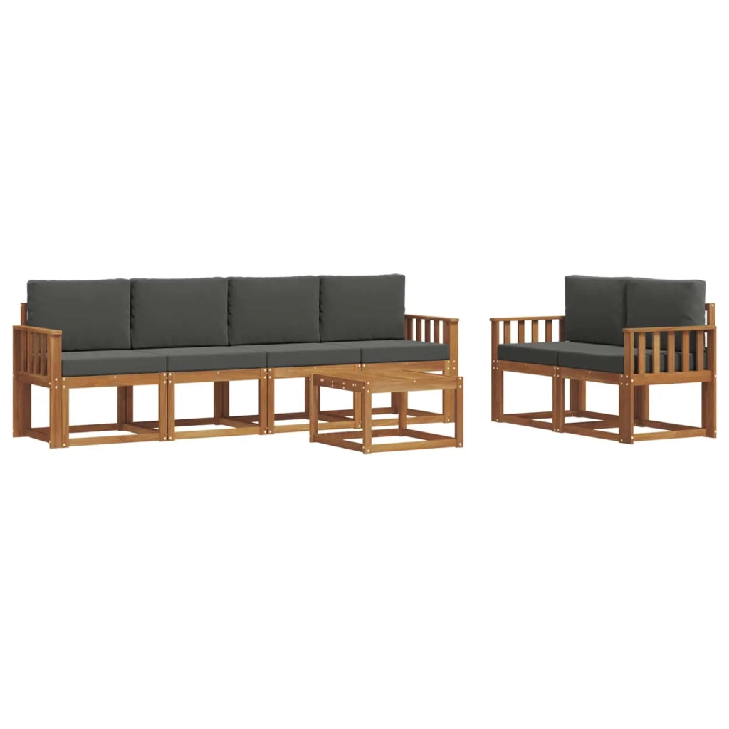 Set di divani da esterno con cuscino 7 pcs Naturale e Antracite