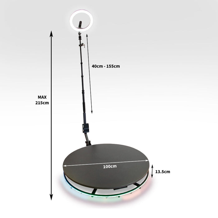 Piattaforma Fotografica Rotante con Batteria 24V Luce ad Anello Bastone Selfie