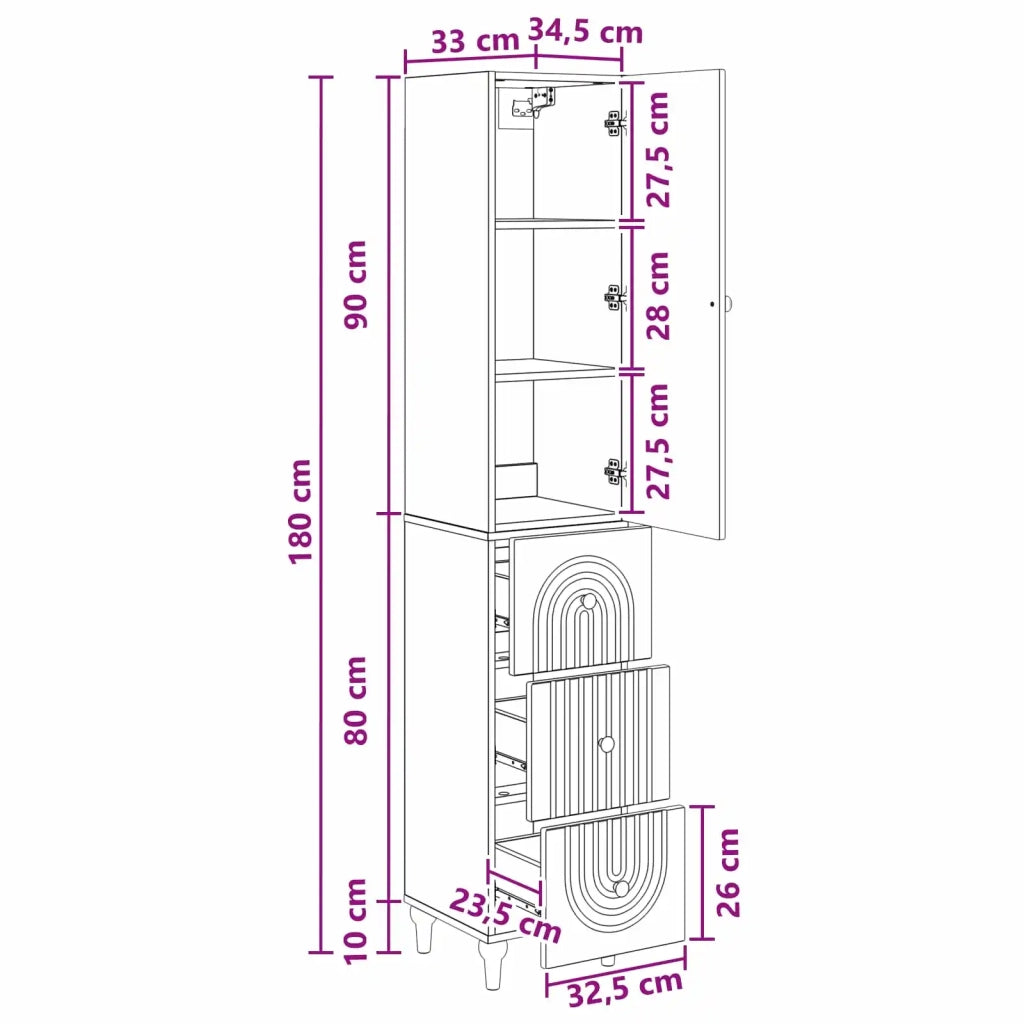 Set di armadi 2 pcs 33 x 34,5 x 90 cm Legno ingegnerizzato 3416468