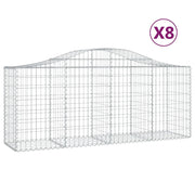 Set di 8 gabbioni ad arco per recinzione gabbia o muro di contenimento 200 x 50 x 80/100 cm ferro zincato argento 02_0041187