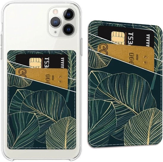 Portamonete in Pelle per Telefono Mobile con Doppio Taschino Adesivo per Pannello Posteriore Compatibile con Dames, Verde, 95 x