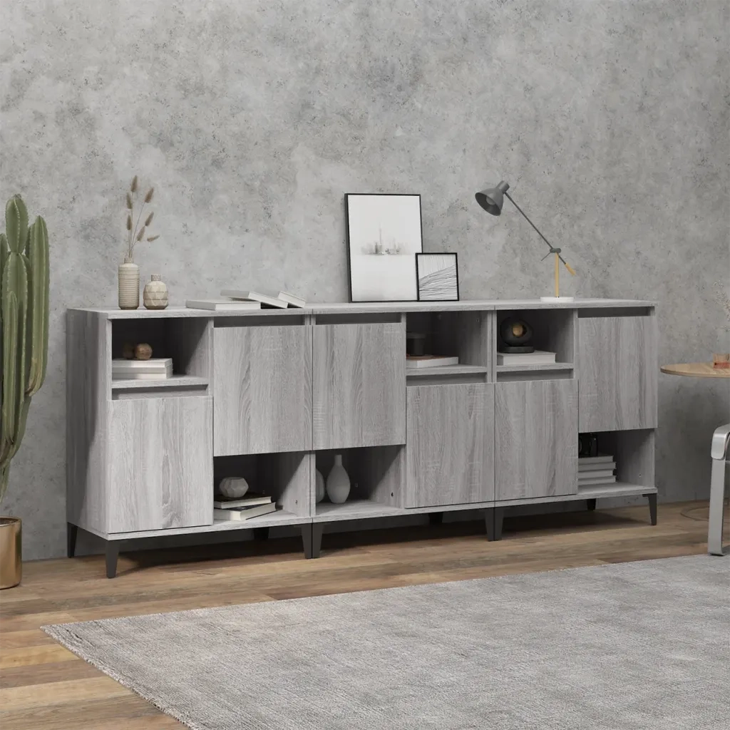 Credenze 3pz | Madia | Buffet da pranzo | Armadio da pranzo Grigio Sonoma 60x35x70 cm in Legno Multistrato