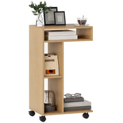 Tavolino da salotto con rotelle e ripiani aperti ¨C zephmum ¨C 40x30x69 effetto rovere