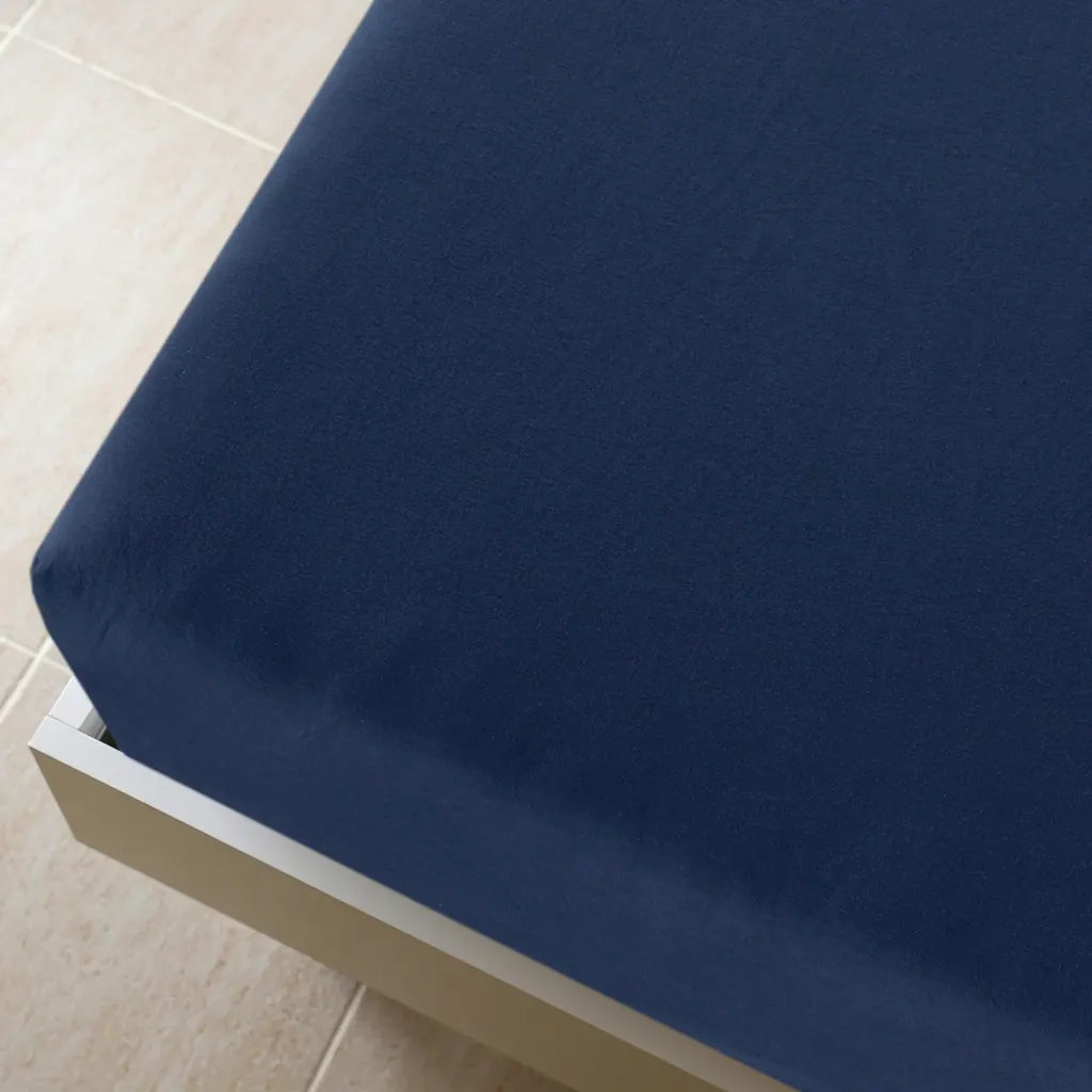 Lenzuola con Angoli Jersey 2 pz Blu Marino 90x200 cm Cotone CFW8678698