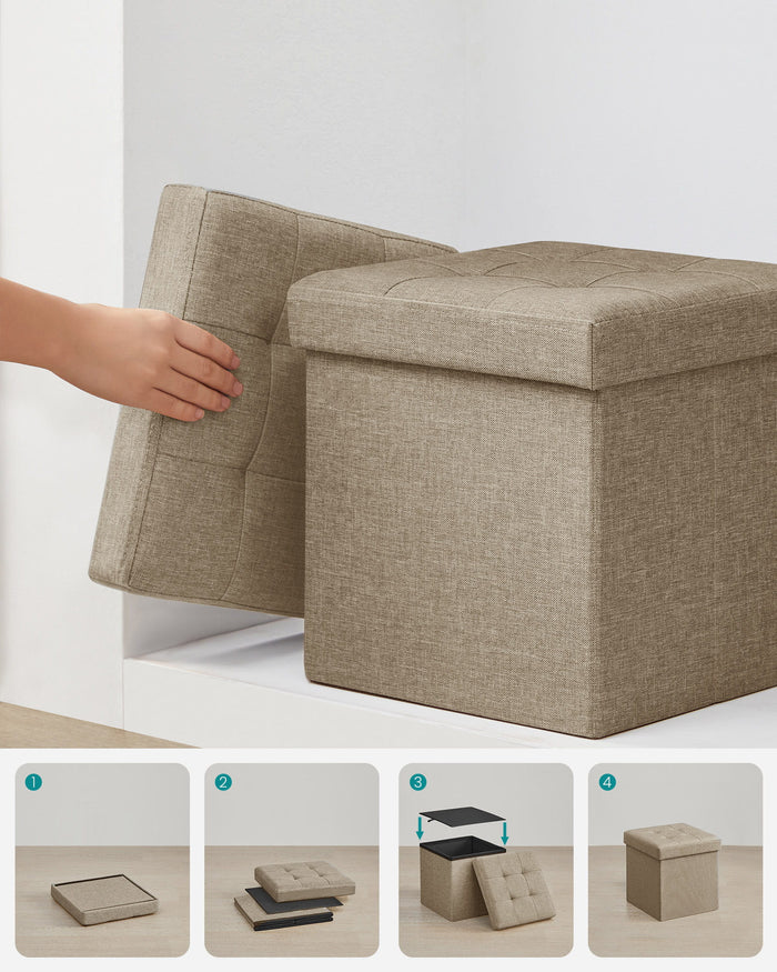 Valora PUFA Organizer portaoggetti in MDF color cammello per camera da letto