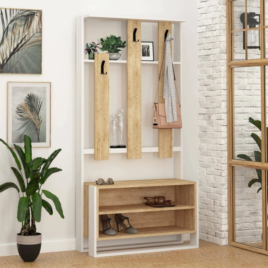 Toraji, Mobile da Ingresso 6 Paia, 90x36x180h cm Bianco