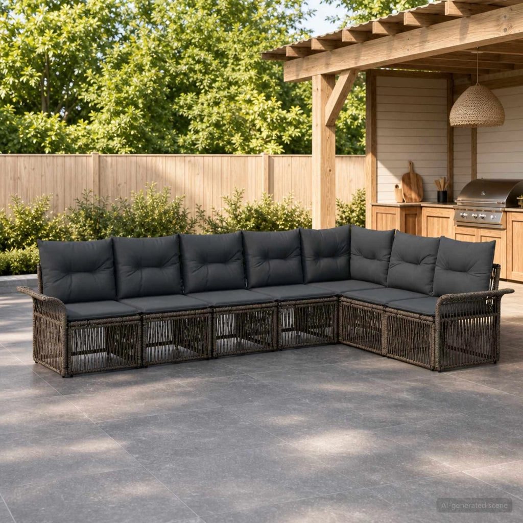 Set Divano da Giardino 7 pz Grigio polyrattan 3434840
