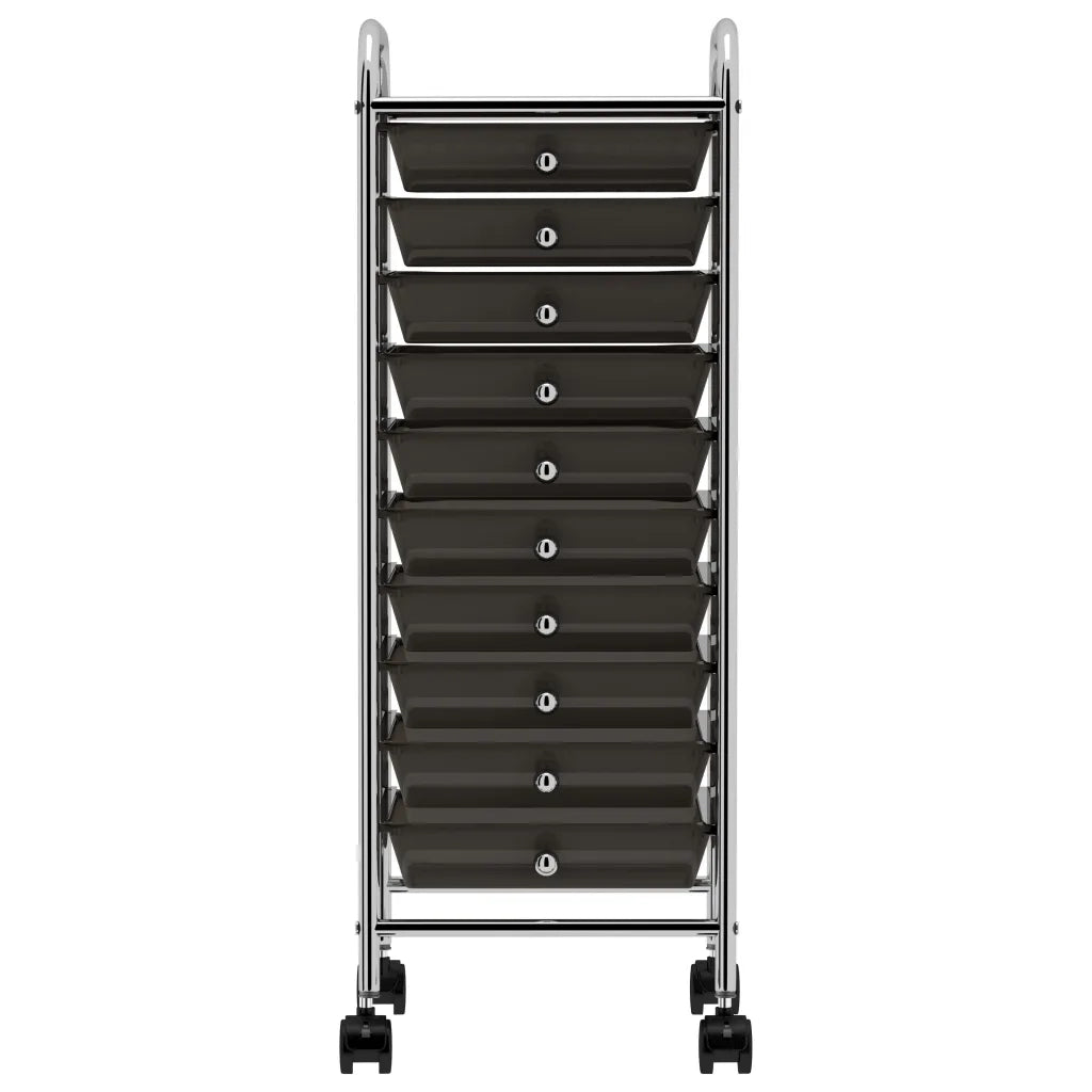 Carrello Portaoggetti Mobile con 10 Cassetti Nero in Plastica CFW5727955