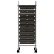 Carrello Portaoggetti Mobile con 10 Cassetti Nero in Plastica CFW5727955