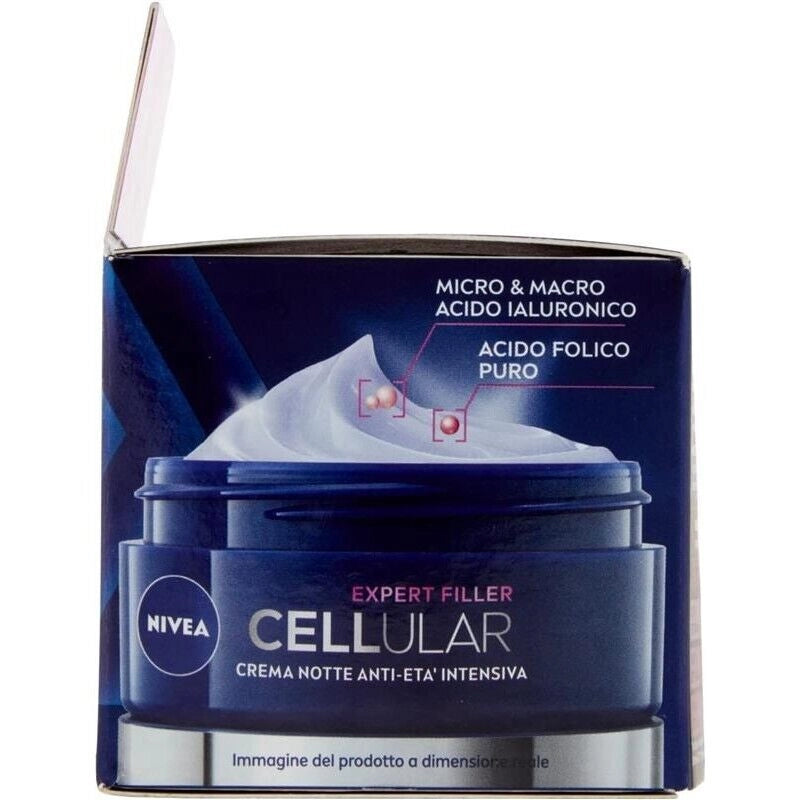 NIVEA CREMA NOTTE ANTI ETÀ INTENSIVA 50 ML CON ACIDO IALURONICO E FOLICO 24 H