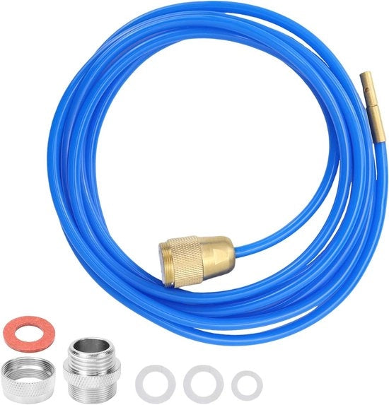 Reinigatore a bassa pressione per tubi da fontana 3 metri - Slang di scarico con bocchetta in ottone - Adatto per M22, M24 e 1/2 pollici tubi - Blu