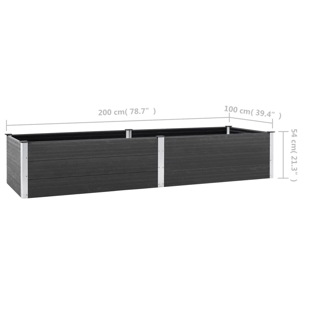 Fioriera rialzata per piante fiori patio giardino 200 x 100 x 54 cm WPC grigio 02_0039392